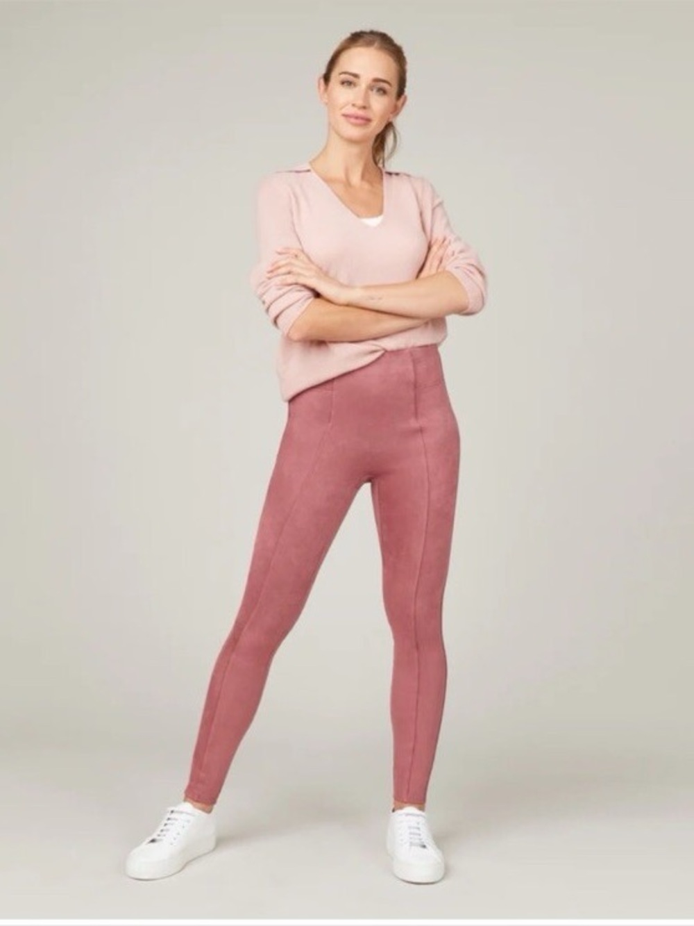 SPANX Faux Suede Leggings Rich Rose M